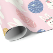 キュートガーリーイースターバニーモダンピンクフローラ卵 ラッピングペーパー (ロールコーナー)