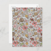 キュートガーリーオールドバラピンクフローラドードレスデザイン シーズンポストカード (正面/裏面)