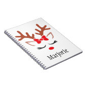 キュートガーリークリスマストナカイ赤い鼻まぶし弓 ノートブック (右側)