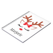 キュートガーリークリスマストナカイ赤い鼻まぶし弓 ノートブック (左側)