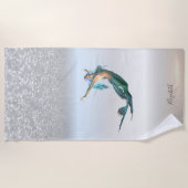 キュートガーリーシルバーグリッター《写真》ぼけ味マーメイド ビーチタオル (正面)