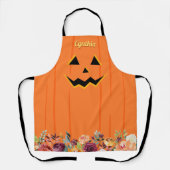 キュートガーリージャックオランタンカボチャ秋フローラ エプロン (正面)