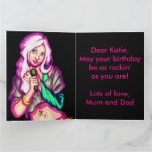 キュートガーリーネオンス10代のパースター誕生日 カード (内部)