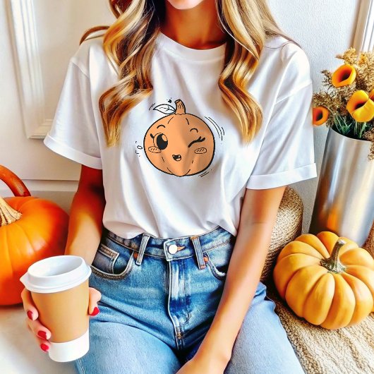 キュートガーリーハロウィーンのカボチャのちょうちんパンプキン顔 トライブレンドＴシャツ