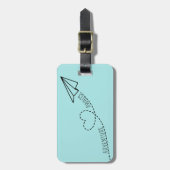 キュートガーリーハート紙飛行機アドベンチャーアワイトブルー ラゲッジタグ (正面縦)