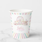 キュートガーリーパステルカーニバルサーカス子供の誕生日 紙コップ (正面)