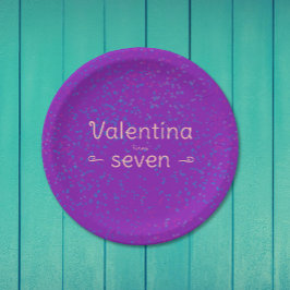 キュートガーリーパープル紙紙吹雪プレート ペーパープレート