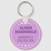 キュートガーリーパープル緊急食連絡品アルギー キーホルダー (裏面)