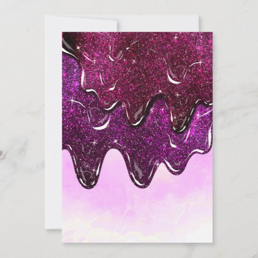 キュートガーリーピンクスパークリーグリッタースライム誕生日 招待状 (裏面)