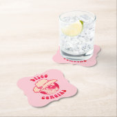 キュートガーリーピンクディスコ女性のカーボーイグリッター ペーパーコースター (インサイチュ)