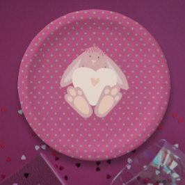 キュートガーリーピンクパステルベビーバニー1日パーティー ペーパープレート