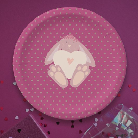 キュートガーリーピンクパステルベビーバニー1日パーティー ペーパープレート