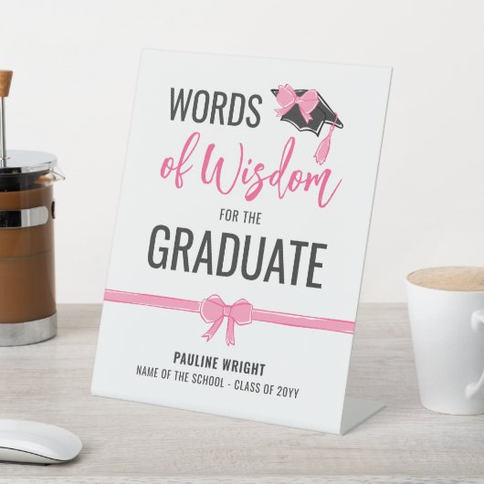 キュートガーリーピンクボウズアドバイス卒業 台座サイン (インサイチュ)