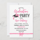 キュートガーリーピンクボウズ卒業お祝い 招待状 (正面)