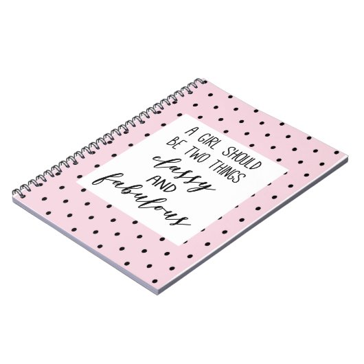 キュートガーリーピンク水玉模様ココシャネル引用文 ノートブック (左側)