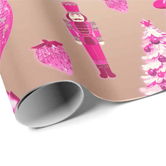 キュートガーリーピ名門私立校風のッククリスマスバラ金ゴールド ラッピングペーパー (ロールコーナー)