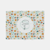 キュートガーリーフローラモノグラム フリースブランケット (正面(横))