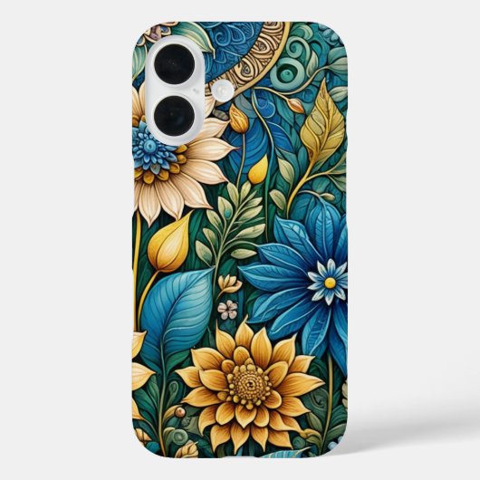 キュートガーリーブルーサンフラワーガーデン抽象芸術アート Case-Mate iPhoneケース (裏面)