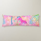 キュートガーリーホットピンクレインボーユニコーングリッター ボディピロー (正面)