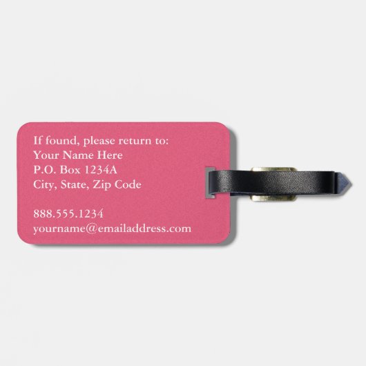 キュートガーリーホットピンクレッドグリッターモノグラム連絡 ラゲッジタグ (裏面横)