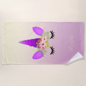 キュートガーリーユニコーングラデーション,パーソナライズされた - ビーチタオル (正面)