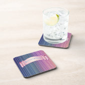 キュートガーリーリボンピンクブルーパープルパーソナライズされた コースター (右側)