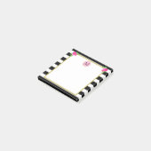 キュートガーリー白黒ストライプのフローラモノグラム ポストイット (アングル)