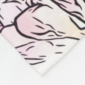 キュートガーリー赤面ピンク&ホワイトフローライラストレーション フリースブランケット (角)