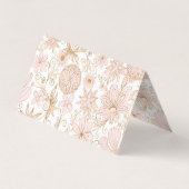 キュートガーリー金ゴールドフローラドードル赤面ピンクデザイン 名刺 (裏面)