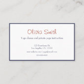 キュートガールイラストレーションヨガインストラクター 名刺 (裏面)