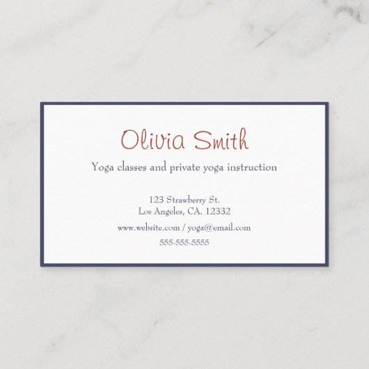 キュートガールイラストレーションヨガインストラクター 名刺 (裏面)