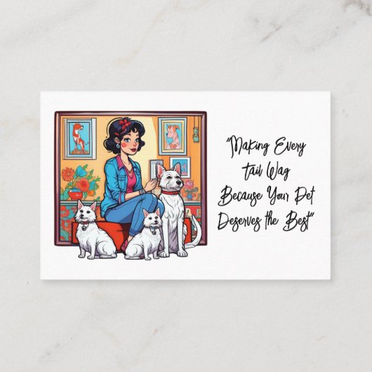 キュートガールインブルーペットシッタードッグウォーカー 名刺 (裏面)