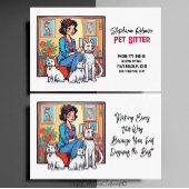 キュートガールインブルーペットシッタードッグウォーカー 名刺