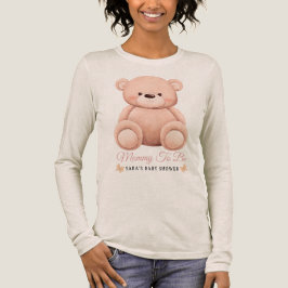 キュートガールオレンジテディベアマミートゥビー ベビーシャワー トライブレンドTシャツ