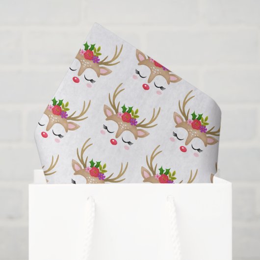 キュートガールクリスマストナカイ顔 薄葉紙 (ギフトバッグ)
