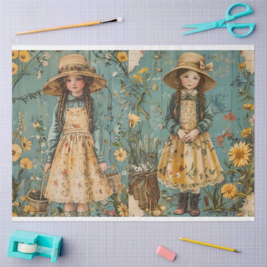 キュートガールズインガーデンティッシュペーパー 薄葉紙 (クラフト)