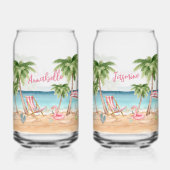 キュートガールズウィークエンドバチェロレッテ水彩ビーチ ガラス缶 (正面)