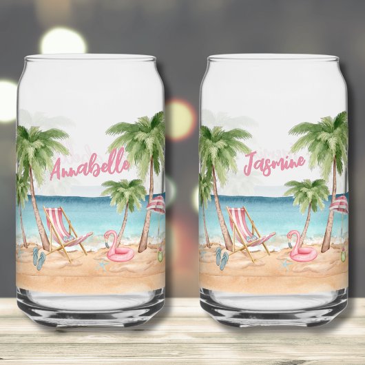 キュートガールズウィークエンドバチェロレッテ水彩ビーチ ガラス缶