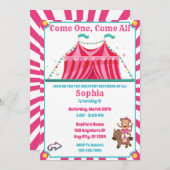 キュートガールズサーカスカーニバル誕生日招待状 招待状 (正面/裏面)