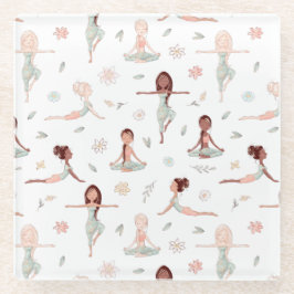 キュートガールズゼンヨガ瞑想スピリチュアルナマステ ガラスコースター