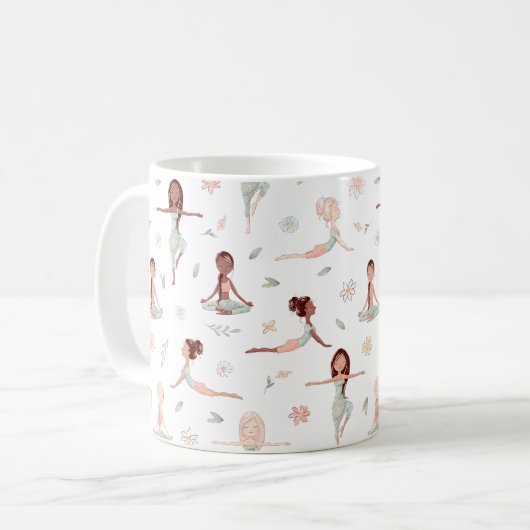 キュートガールズゼンヨガ瞑想スピリチュアルナマステ コーヒーマグカップ (正面左)