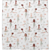 キュートガールズゼンヨガ瞑想スピリチュアルナマステ シャワーカーテン (正面)