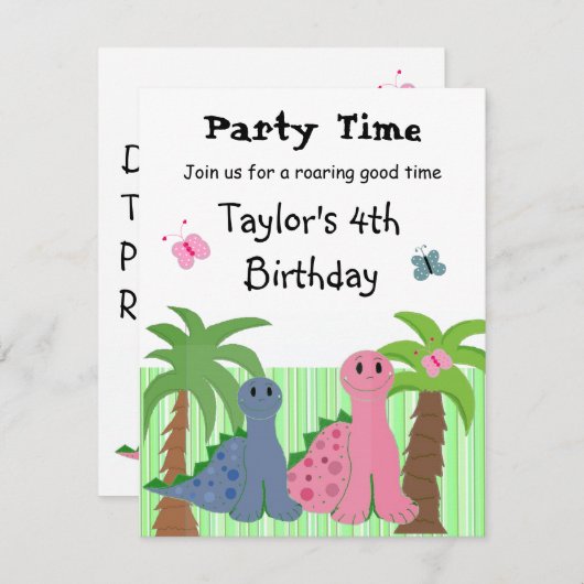 キュートガールズピンクディオナーズ誕生日招待状 招待状 (正面/裏面)