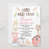 キュートガールズファームをテーマにした野菜誕生日 招待状 (正面)