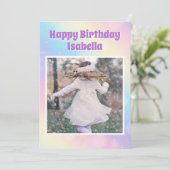 キュートガールズフォトレインボーパステルカスタム誕生日 カード (スタンド正面)