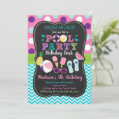 キュートガールズプールパーティーアイスクリーム誕生日 招待状 (スタンド正面)
