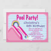 キュートガールズプールパーティーバースデーパーティ招待状 招待状 (正面)