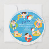 キュートガールズボーイズプール誕生日招待状 招待状 (正面)