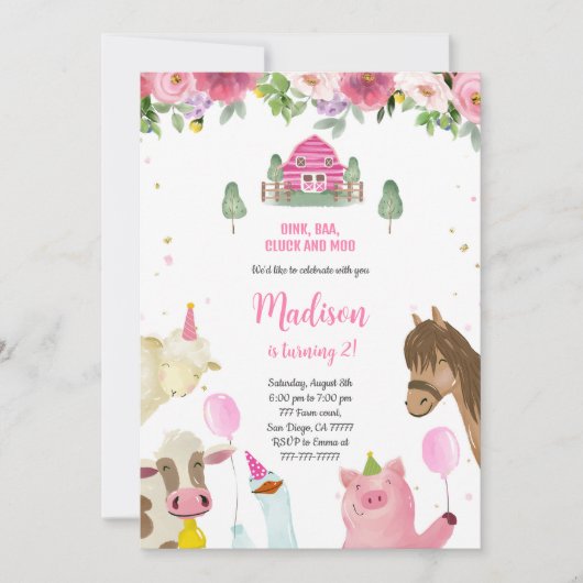 キュートガールセカンドファーム誕生日 招待状 (正面)