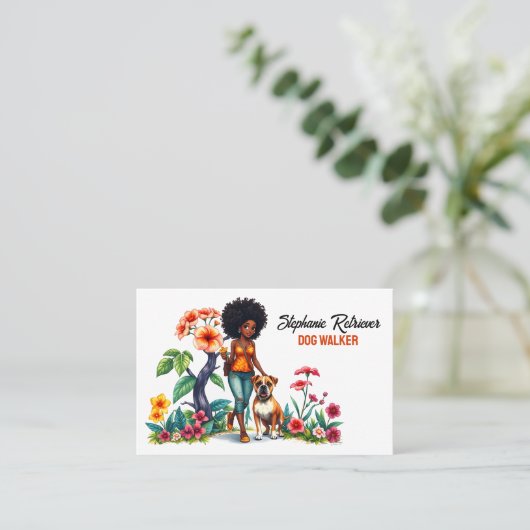 キュートガールドッグウォーカーペットシッターフローラ 名刺 (スタンド正面)